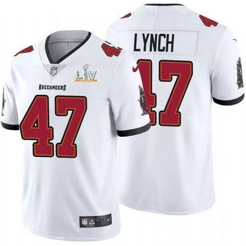 Men Tampa Bay Buccaneers 47 John Lynch Nike White Super Bowl LV Limited NFL Jersey